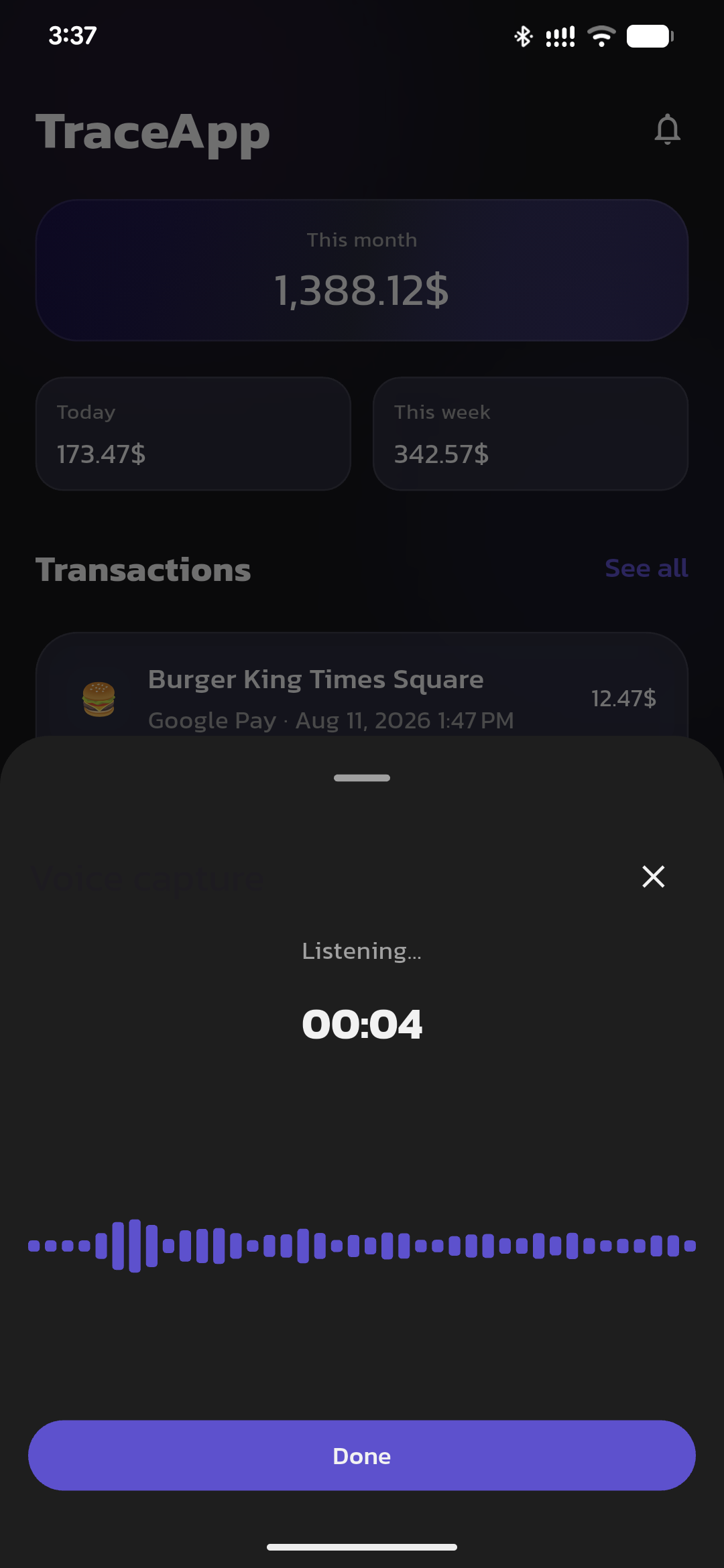 TraceApp voice expense capture